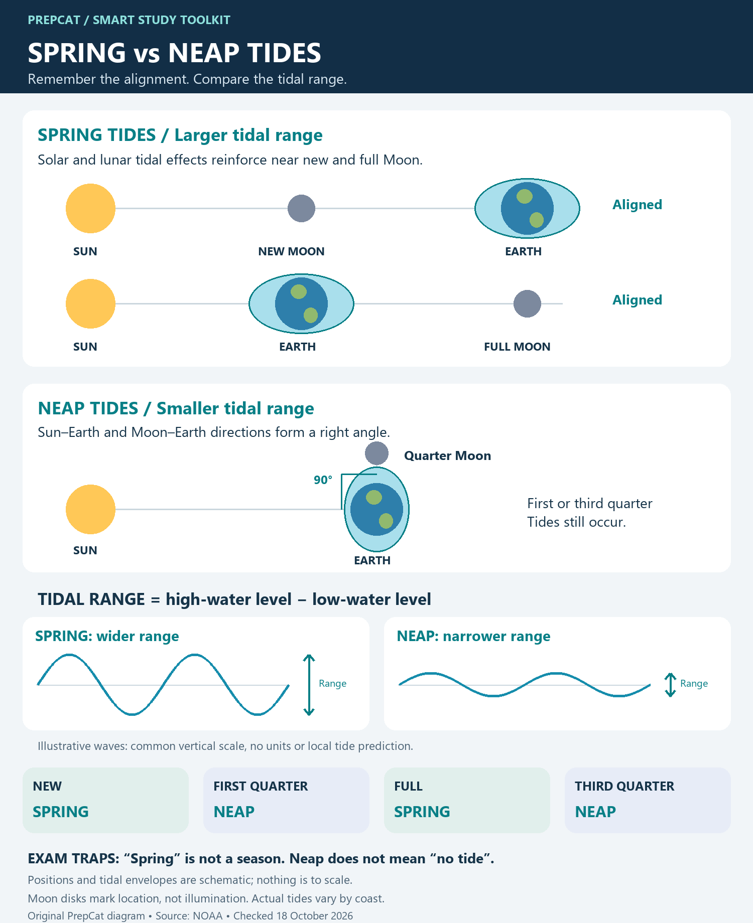 Spring vs Neap Tides: Moon Phases and Tidal Range — A Visual Explainer
